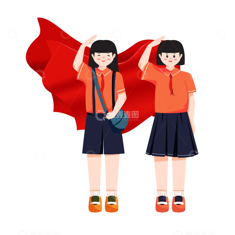 源文件下载【趣麦麦图】学生敬礼建党节日