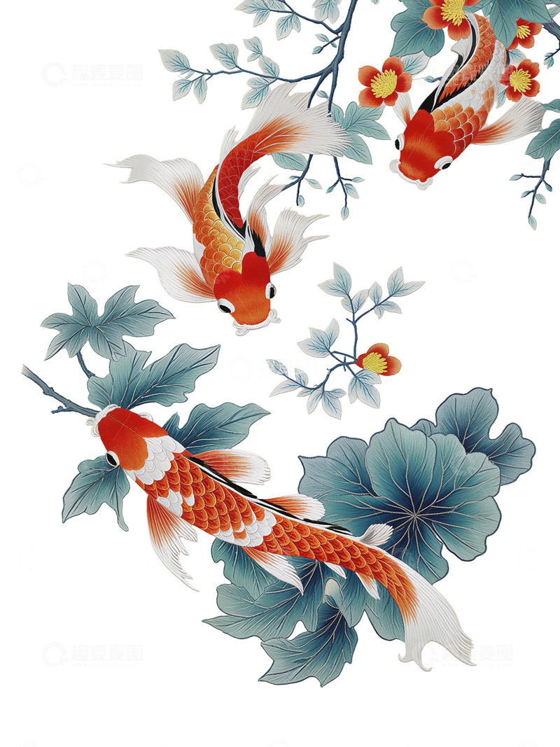 高清大图下载【趣麦麦图】中国风 古风 鲤鱼 梅花