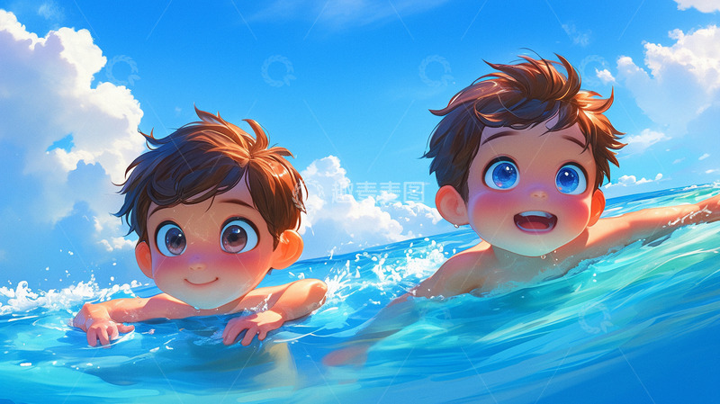 游泳招生游泳培训插画