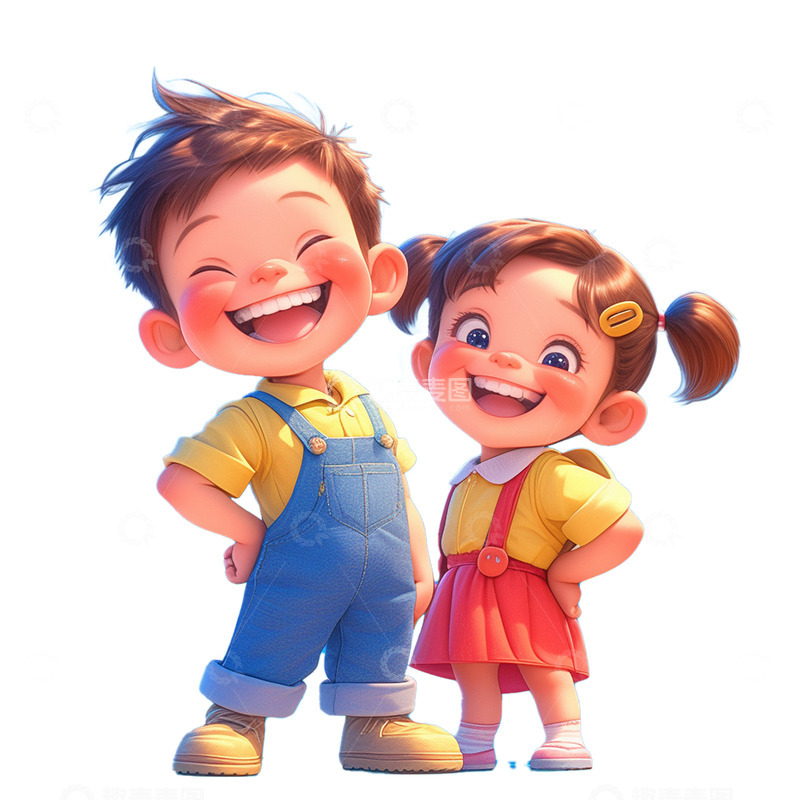 可爱开心卡通人物素材