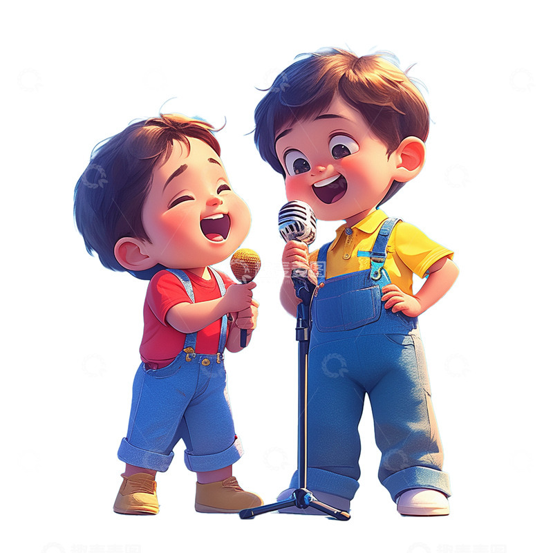 高清大图下载【趣麦麦图】暑假兴趣班歌手舞台唱歌人物
