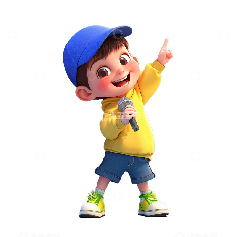 高清大图下载【趣麦麦图】卡通男孩唱歌