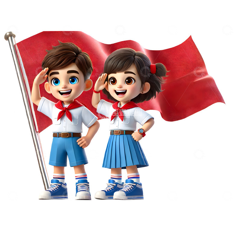 高清大图下载【趣麦麦图】少先队员3D人物素材