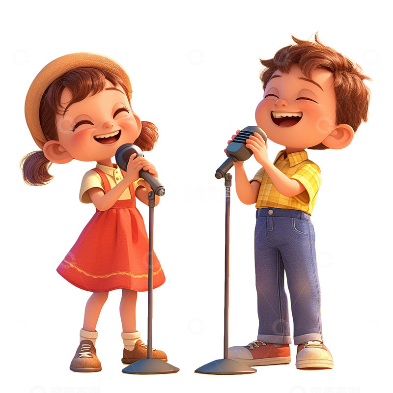 高清大图下载【趣麦麦图】卡通唱歌开心快乐的孩子
