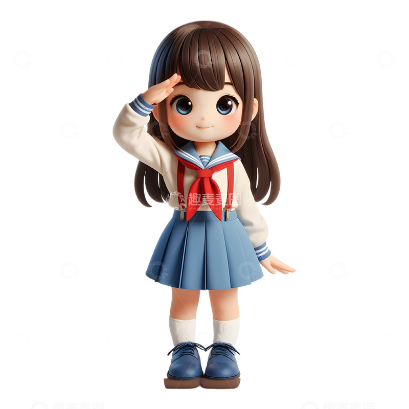 高清大图下载【趣麦麦图】少年先锋队卡通3D人物素材