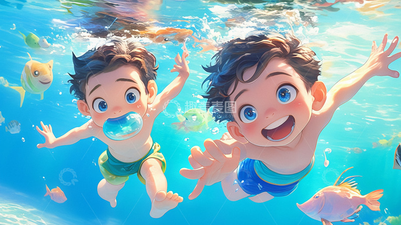 儿童游泳戏水