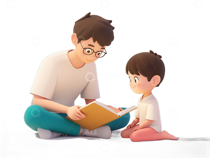 男人老师家长指导小孩子学生阅读开心补习