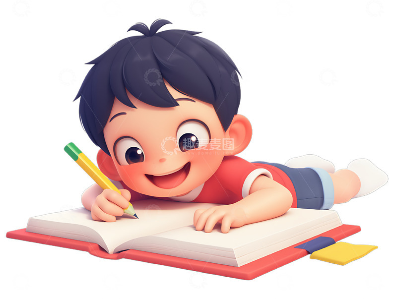 高清大图下载【趣麦麦图】暑期班寒假班补习学习写作业卡通学生