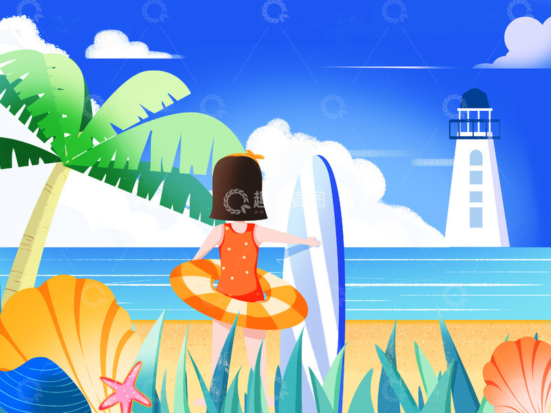 源文件下载【趣麦麦图】简约夏季海滩背景