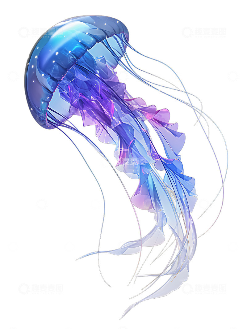 高清大图下载【趣麦麦图】水母卡通动物海洋卡通蓝色