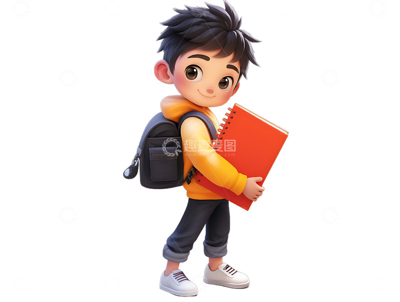 高清大图下载【趣麦麦图】暑期班寒假班补习学习作业本背包卡通学生