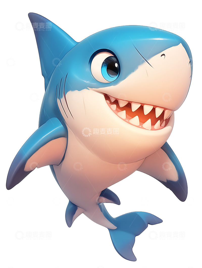 高清大图下载【趣麦麦图】鲨鱼卡通鱼类鲨鱼宝宝