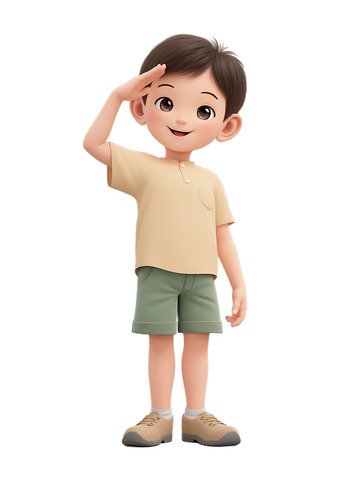 男生学生敬礼爱国
