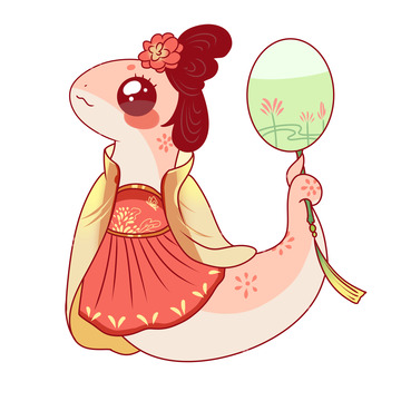 卡通古风小蛇蛇年形象设计图