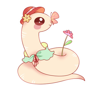 卡通荷花小蛇蛇年形象