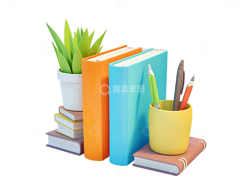 书籍学习笔筒植被