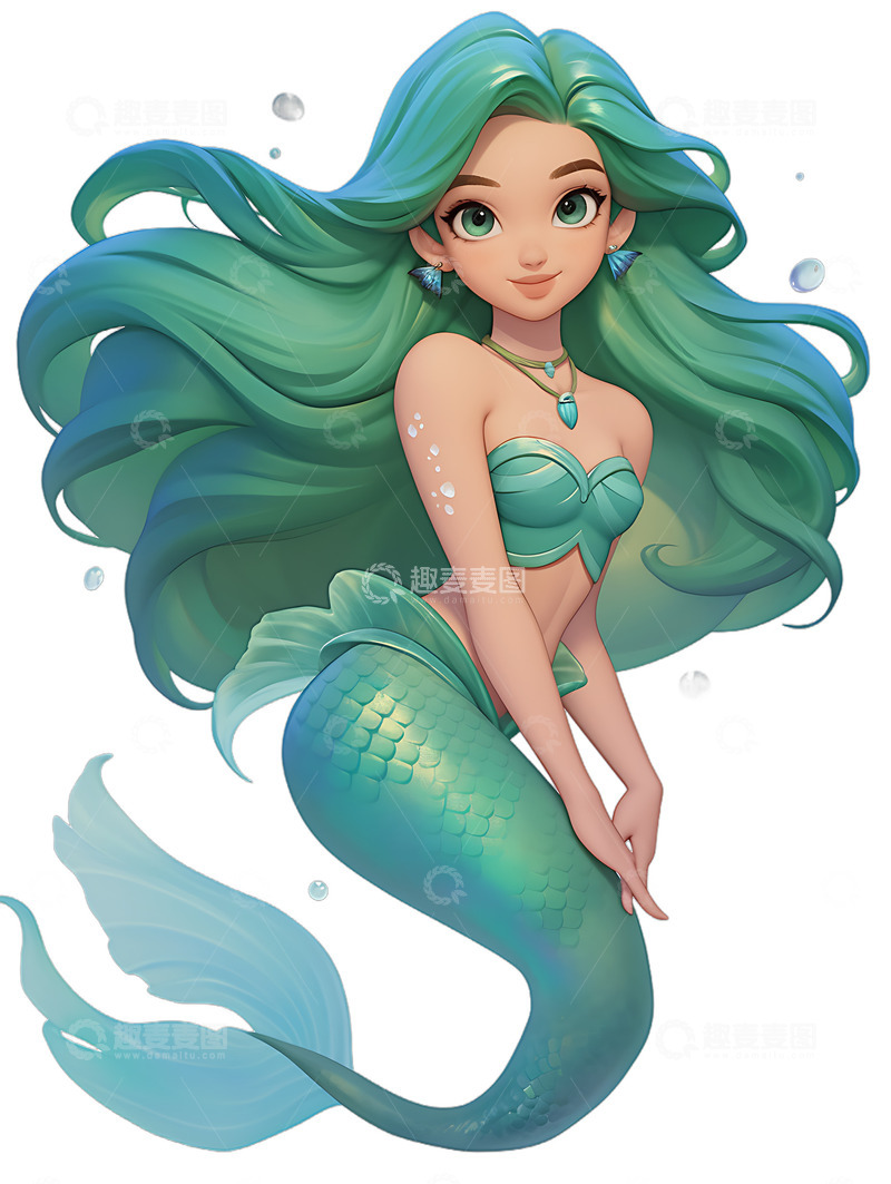 美人鱼卡通形象绿色