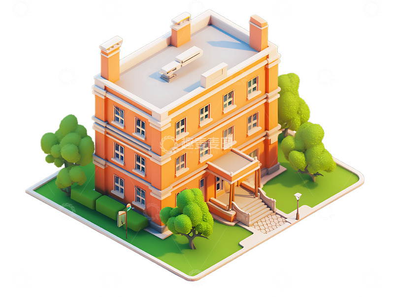 高清大图下载【趣麦麦图】3D等距学校教学楼