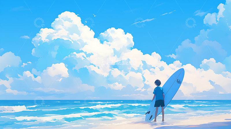 高清大图下载【趣麦麦图】暑假夏日海洋冲浪海水海边海滩沙滩2