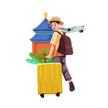 暑假去景点旅游的年轻人