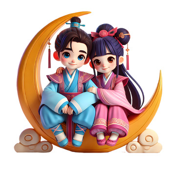 牛郎织牛3D人物素材
