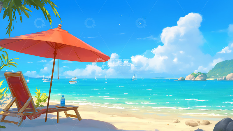 高清大图下载【趣麦麦图】暑假夏日海洋冲浪海水海边海滩沙滩