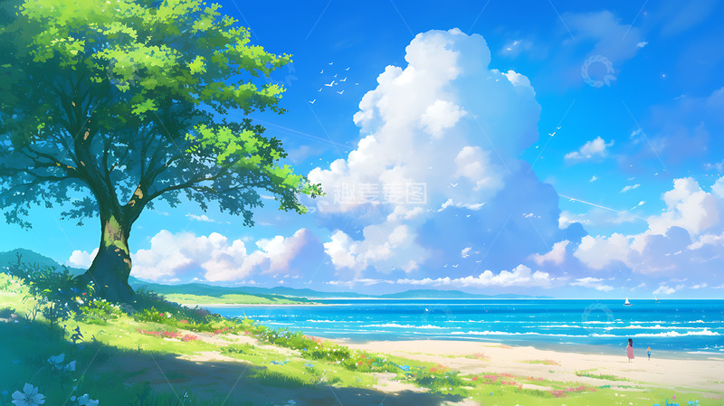 高清大图下载【趣麦麦图】海洋暑假夏日海边