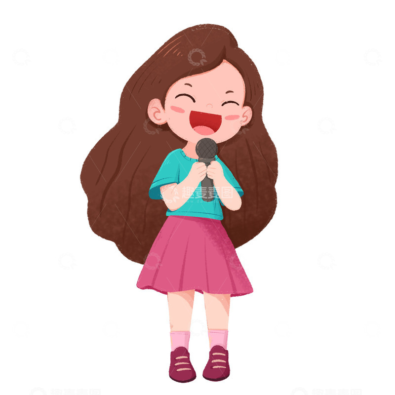 源文件下载【趣麦麦图】暑假兴趣班可爱的女孩唱歌