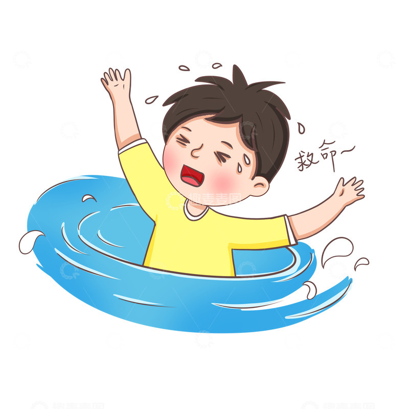 源文件下载【趣麦麦图】夏季卡通手绘防溺水元素