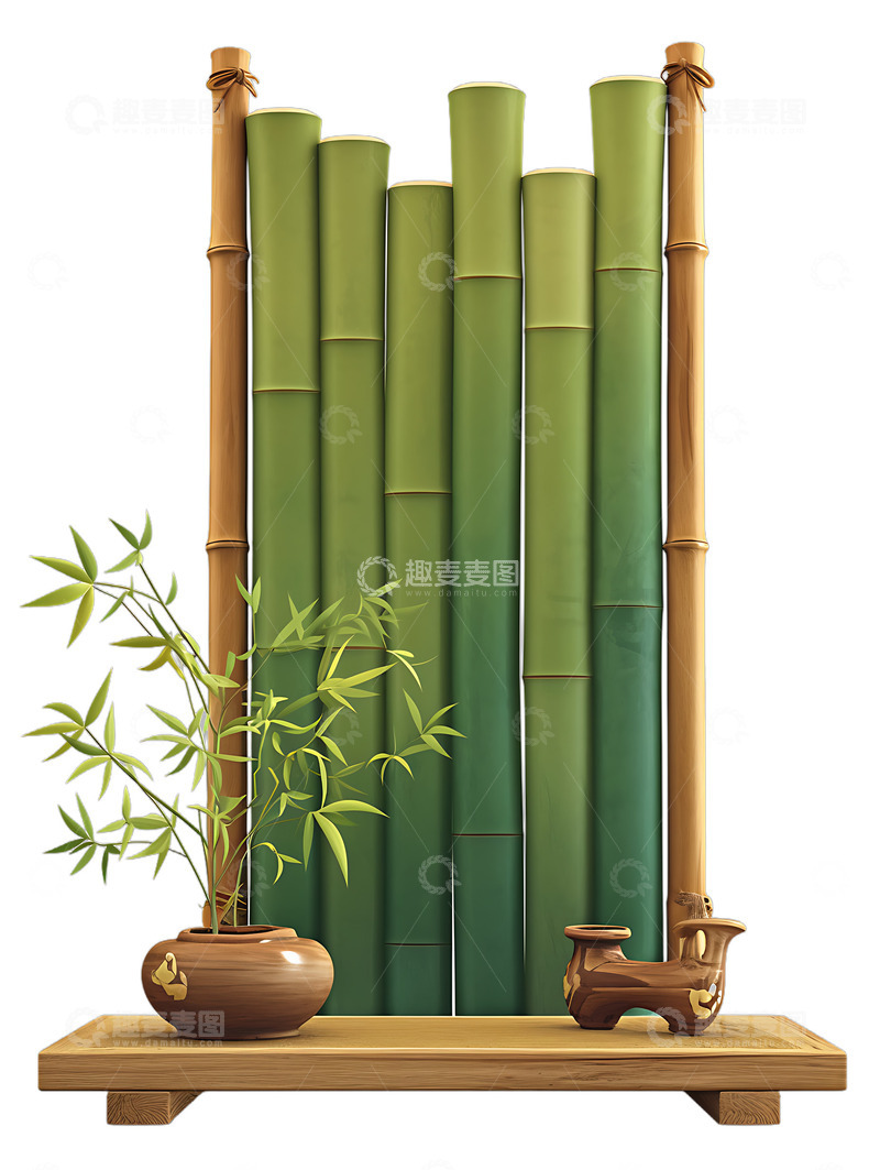 高清大图下载【趣麦麦图】竹子展板卡通边框2