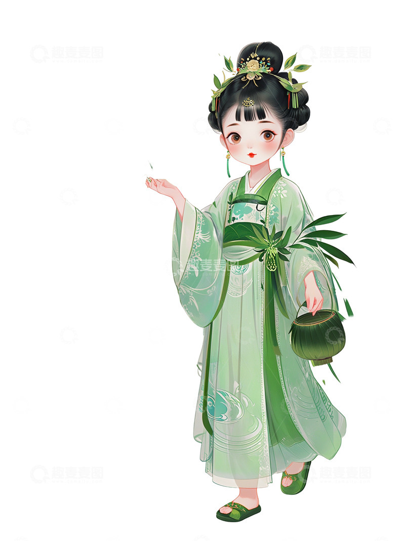 高清大图下载【趣麦麦图】-古风 卡通小美女