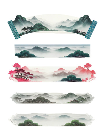 画轴 花卷 古风 画框 水墨画