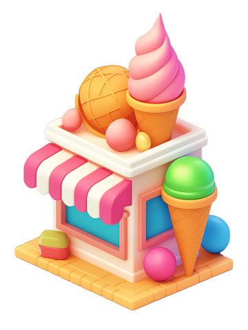 夏日冰淇淋店卡通可爱