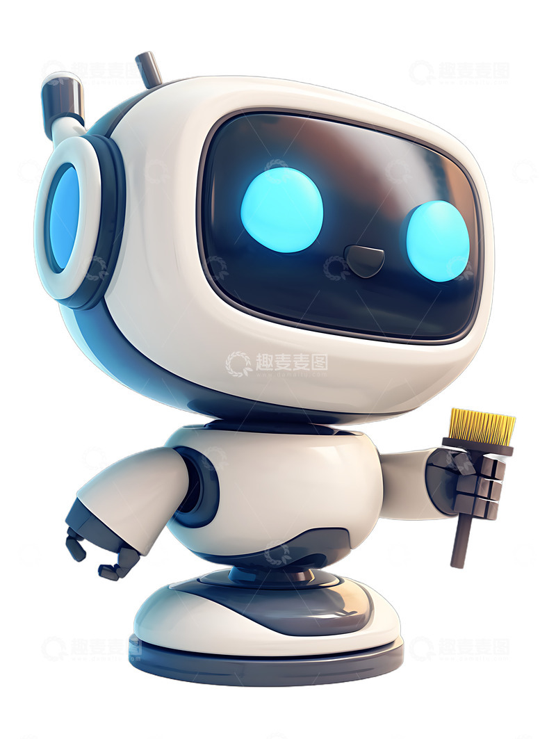 高清大图下载【趣麦麦图】清洁机器人卡通