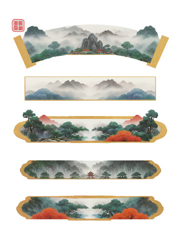 中国风 画轴 花卷 古风