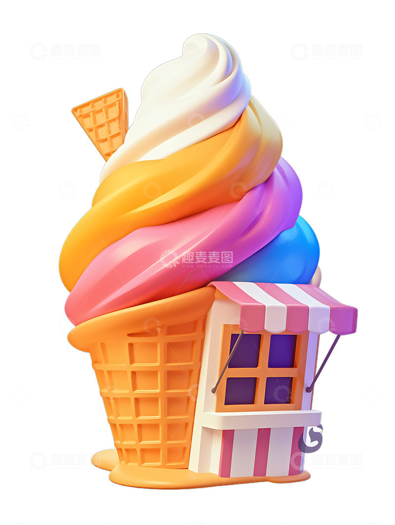 高清大图下载【趣麦麦图】夏日冰淇淋店卡通