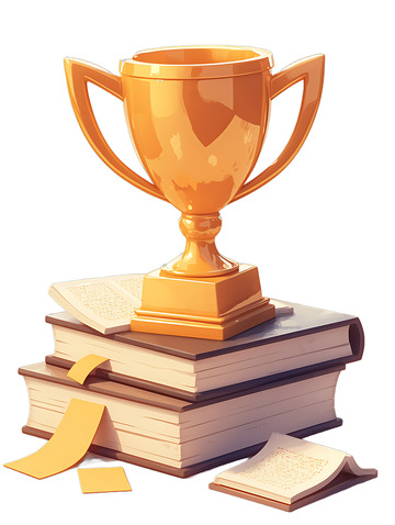 奖杯和书籍卡通