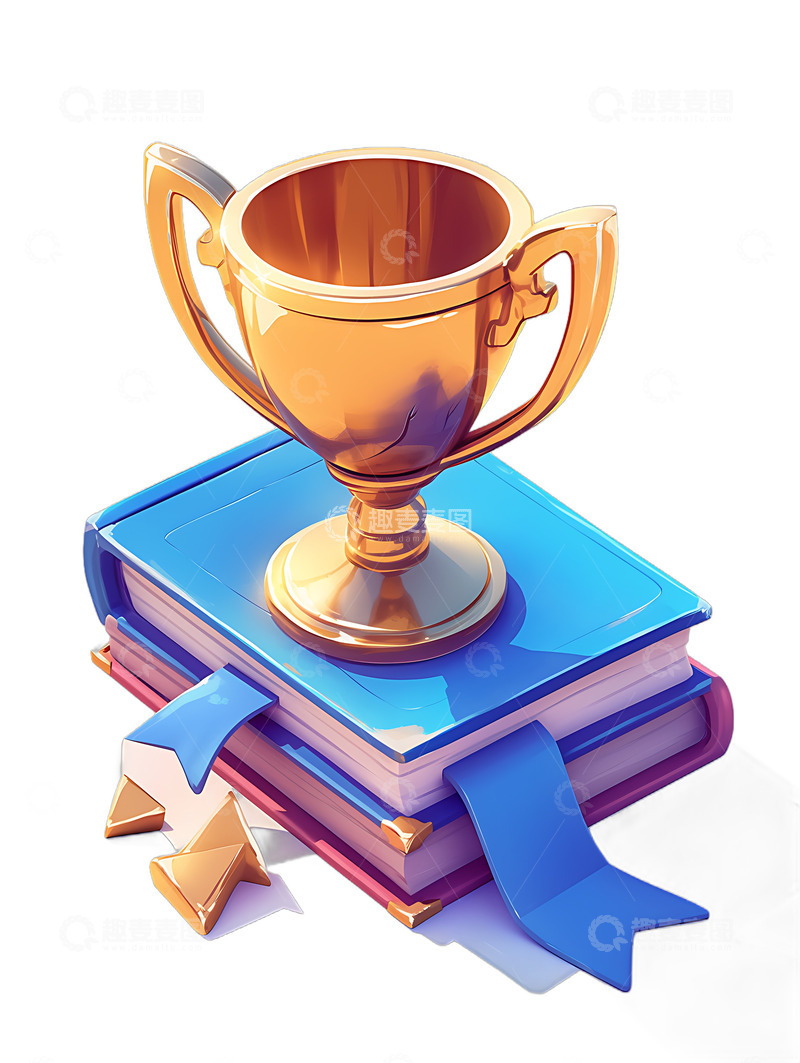高清大图下载【趣麦麦图】奖杯和书籍卡通2