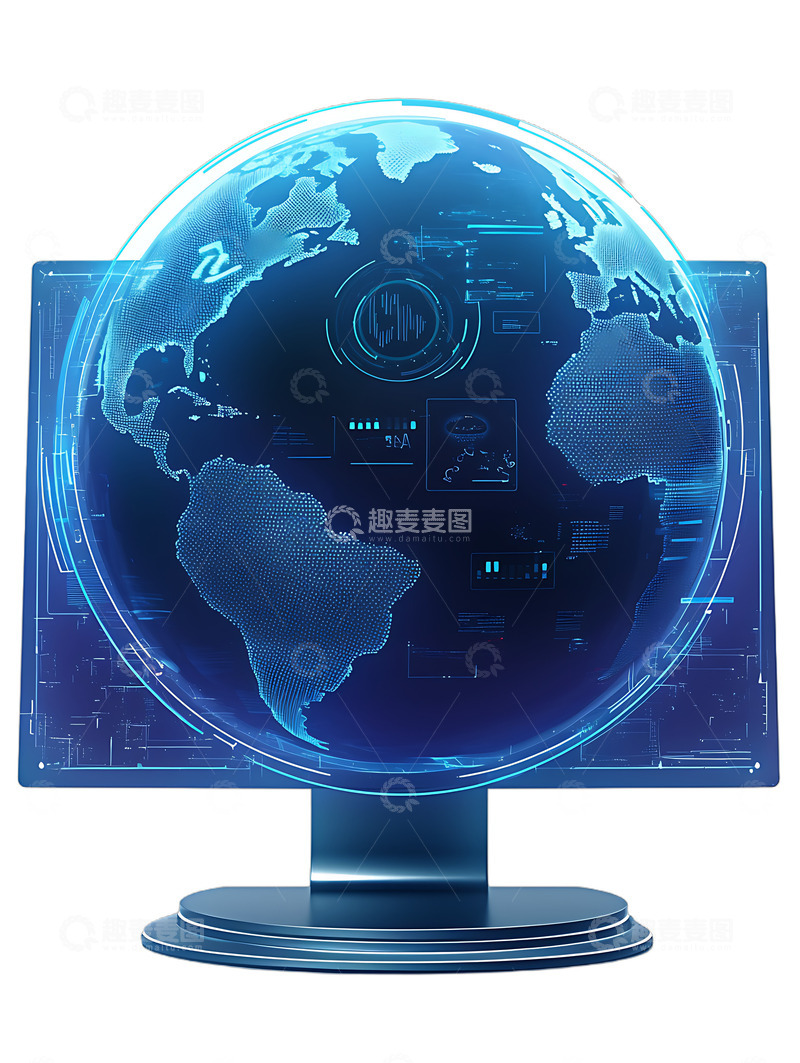 高清大图下载【趣麦麦图】数字地球卡通科幻