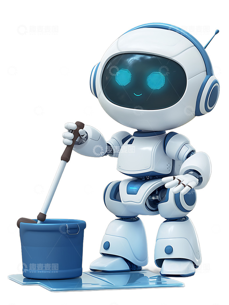高清大图下载【趣麦麦图】清洁机器人卡通2