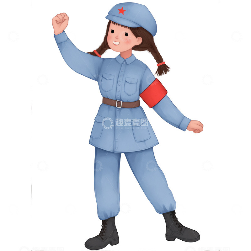 高清大图下载【趣麦麦图】建党节建军节卡通军人