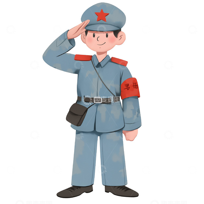 高清大图下载【趣麦麦图】建党节建军节国庆卡通插画人物素材