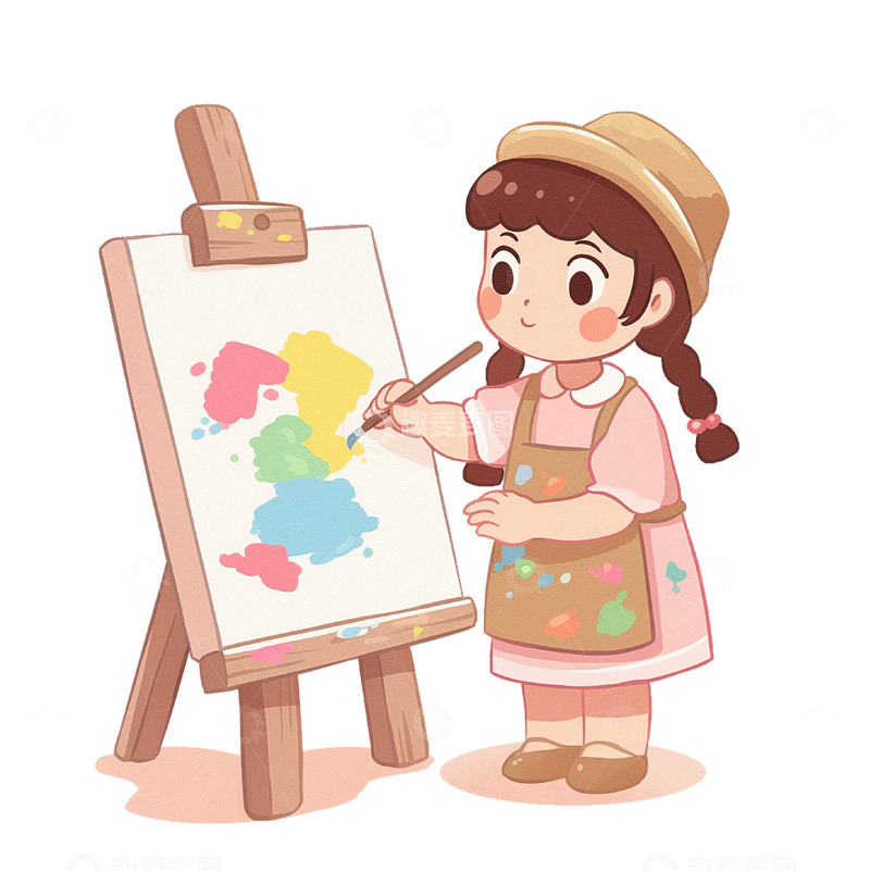 高清大图下载【趣麦麦图】暑假兴趣班美术培训卡通人物