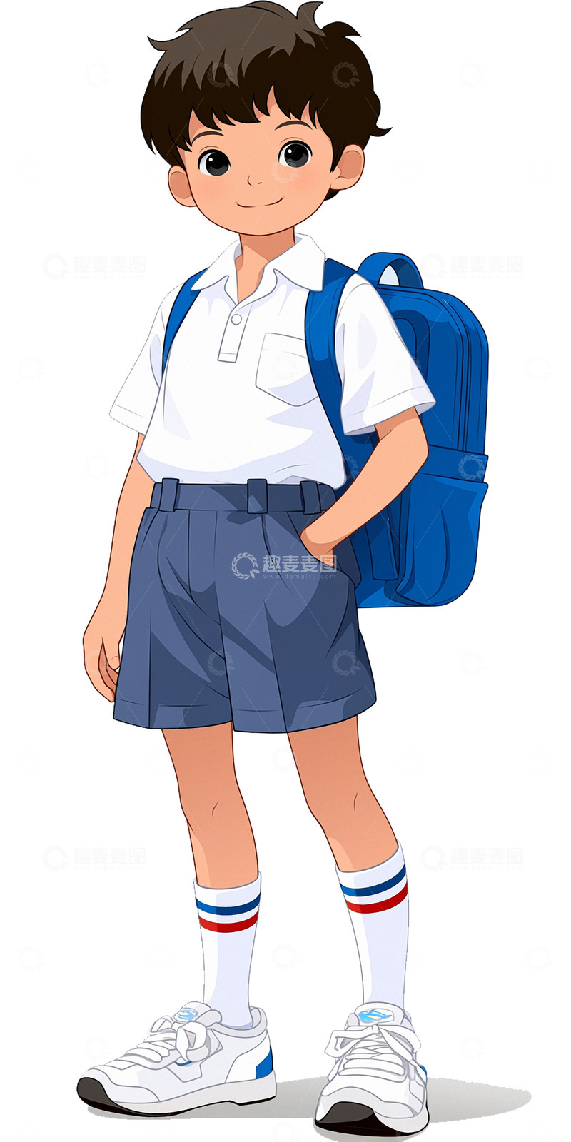 高清大图下载【趣麦麦图】背书包的学生人物