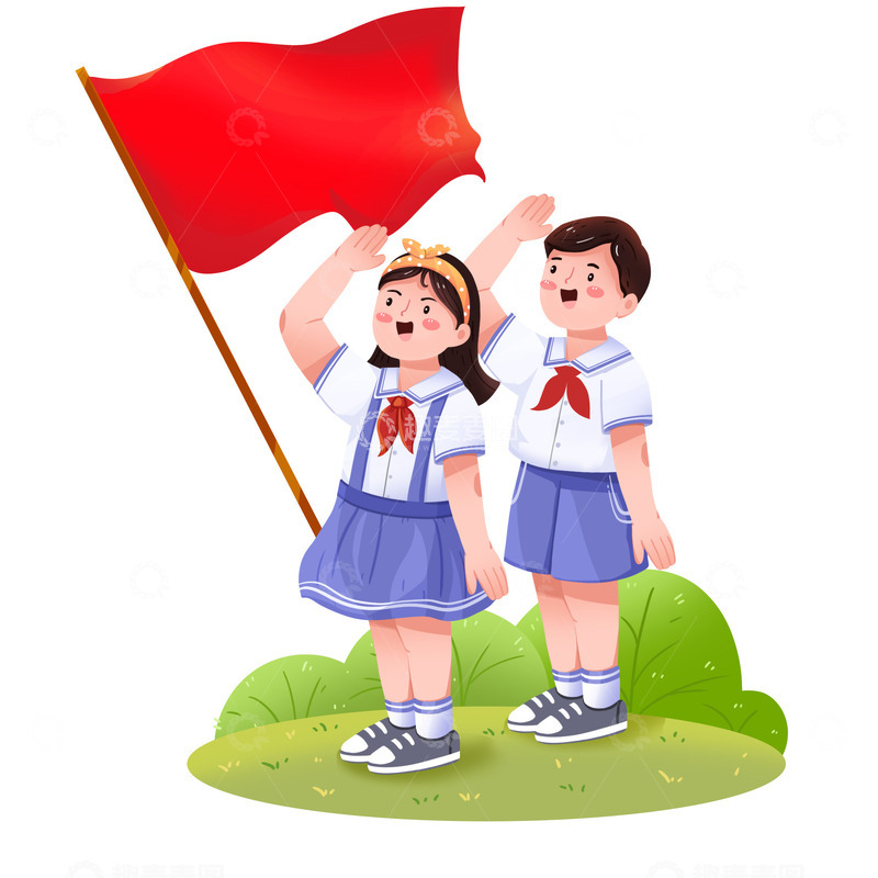 源文件下载【趣麦麦图】建党节人物少先队