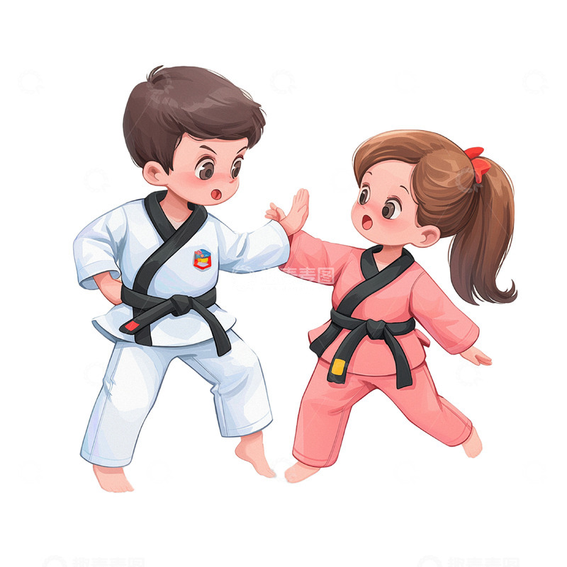 高清大图下载【趣麦麦图】暑假兴趣班跆拳道运动健身