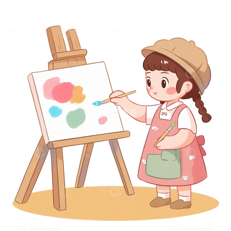 高清大图下载【趣麦麦图】暑假兴趣班美术小画家卡通人物