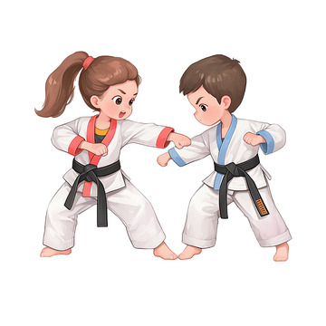 暑假兴趣班儿童跆拳道卡通人物