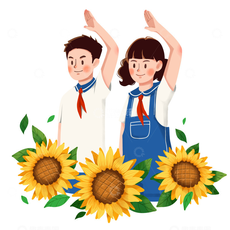 源文件下载【趣麦麦图】少先队员敬礼卡通