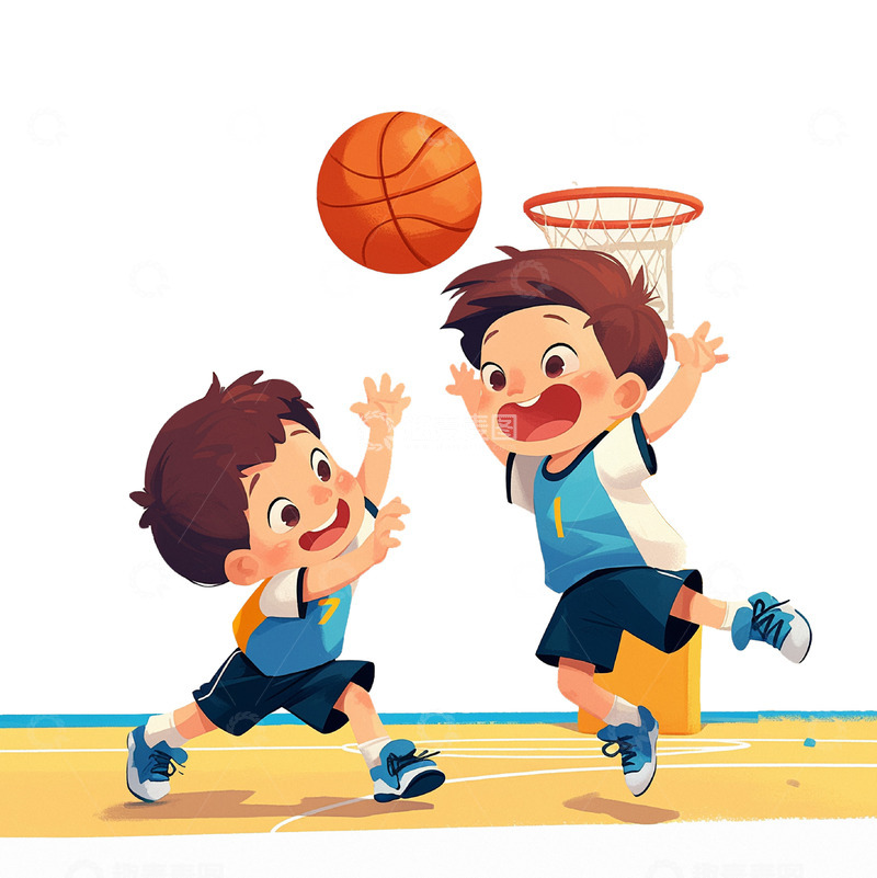 高清大图下载【趣麦麦图】暑假兴趣班篮球运动人物